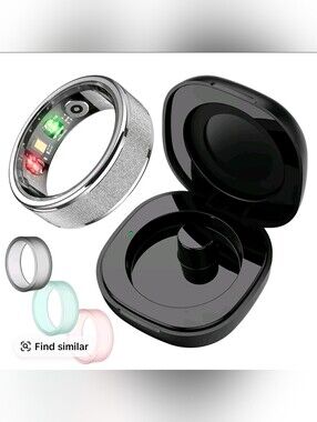 Smart Health Ring with Charging Case - Silver Glitter
